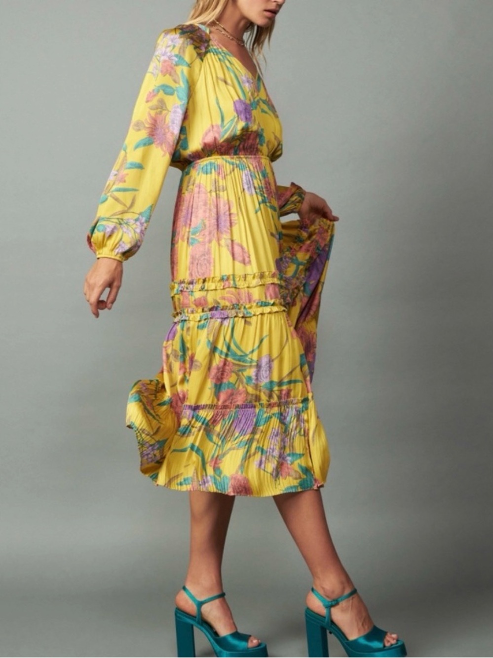 Current Air Marigold Floral Maxi Dress, S